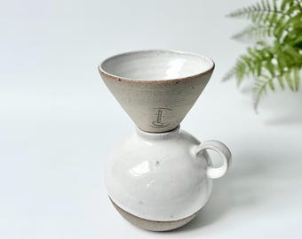 Unique Handmade Ceramic Coffee Dripper Set: Stoneware V60 Pour Over, Coffee Maker
