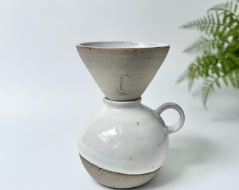 Unique Handmade Ceramic Coffee Dripper Set: Stoneware V60 Pour Over, Coffee Maker