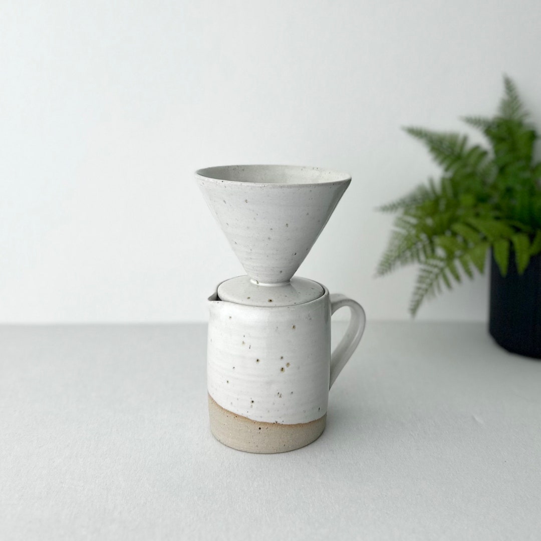 Unique Handmade Coffee Maker Set, Handcrafted Dripper Set, Ceramic V60