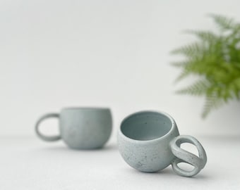Handmade Rope Handle Espresso Cup: Glazed Stoneware Coffee Mug (2oz, 3oz, 6oz, 8oz)