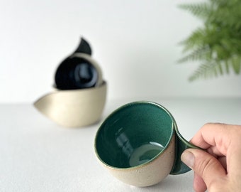 Handmade Ceramic Espresso Cup: Minimalist Stoneware Coffee Mug (2-6oz)