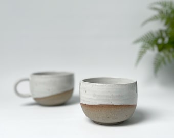 Handmade White Ceramic Mug: Stoneware Coffee and Tea Cup