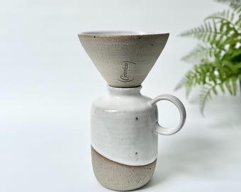 Unique Handmade Ceramic Coffee Dripper Set: Stoneware V60 Pour Over, Coffee Maker