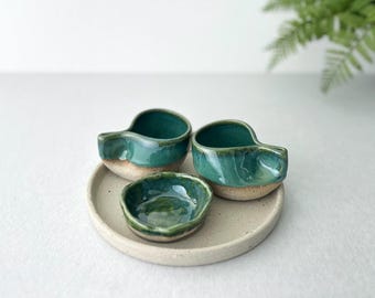Handmade Ceramic Cup Set: Pinch Mug, Glazed Stoneware, Espresso Set