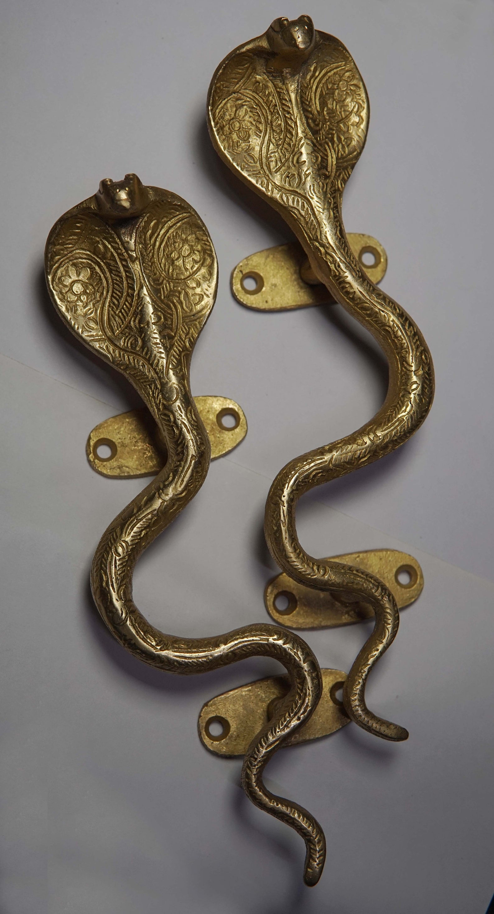 Snake Door Handle Pair Unique Handmade Brass Gate Puller Etsy