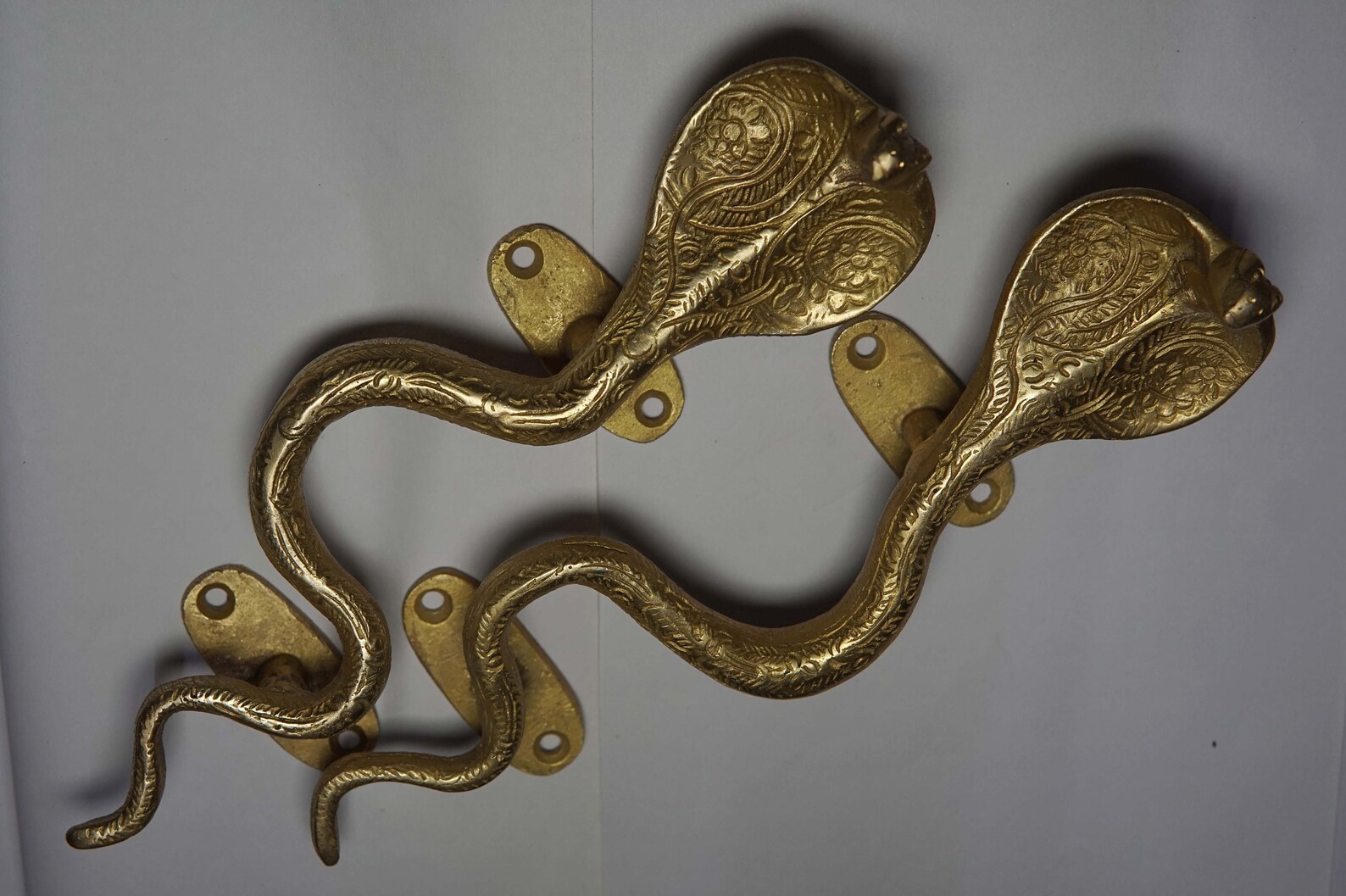 Snake Door Handle Pair Unique Handmade Brass Gate Puller Etsy