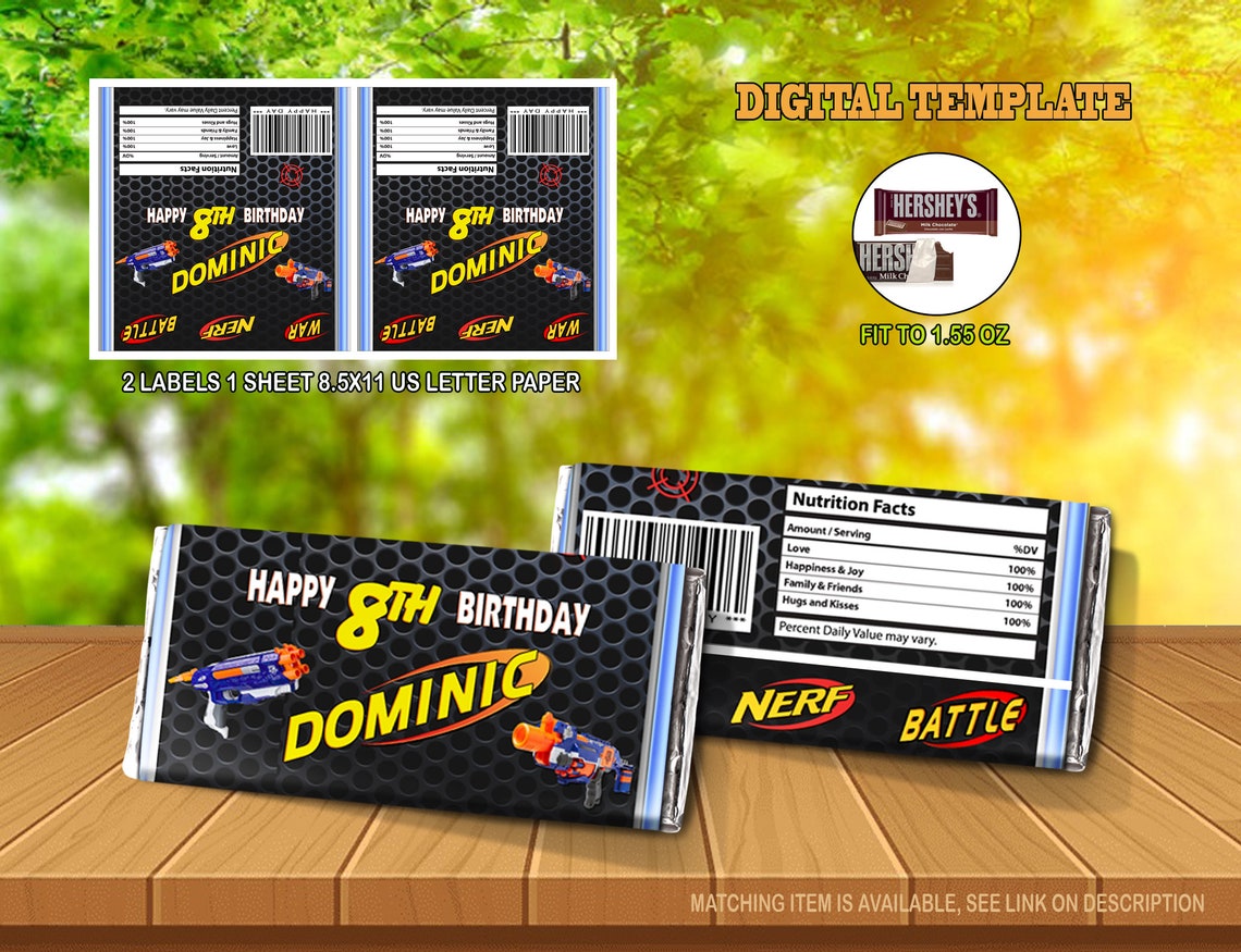 Nerf Hershey Wrapper Nerf Birthday Candy Bar Candy Bar | Etsy