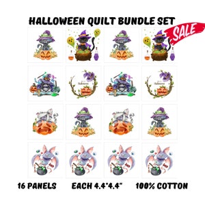 Halloween fabric scraps, Baby quilt bundle,Halloween quilt fabric panels, SET on Sale 画像 1