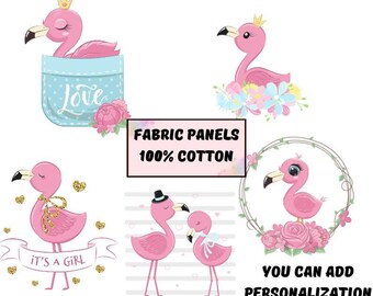 Fabric panels quilting quilt panels kids adult BLANKET patchwork for blankets.DIY baby cushion fabric Flamingo fabric panel.For sewing