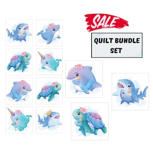 Meerestiere Baumwollstoffreste, Stoffpanele fürs Quilten, Stoffreste für Mädchen