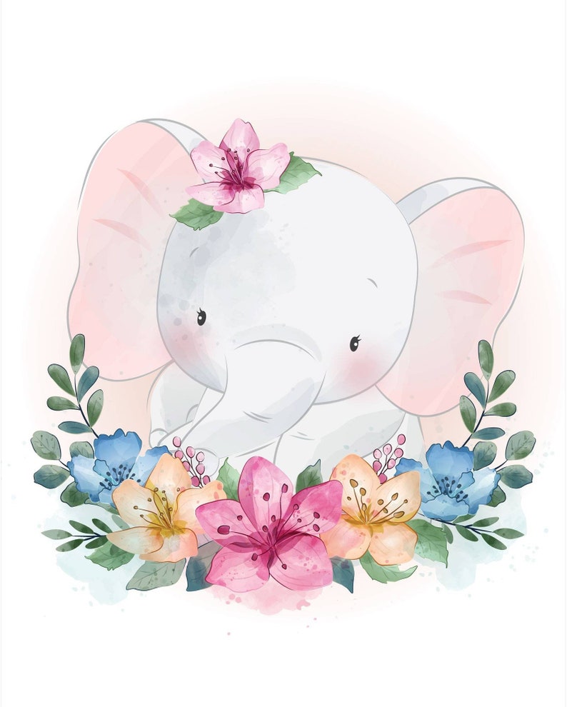 Baby girl quilt panel Baby elephant fabric panels Cute Etsy