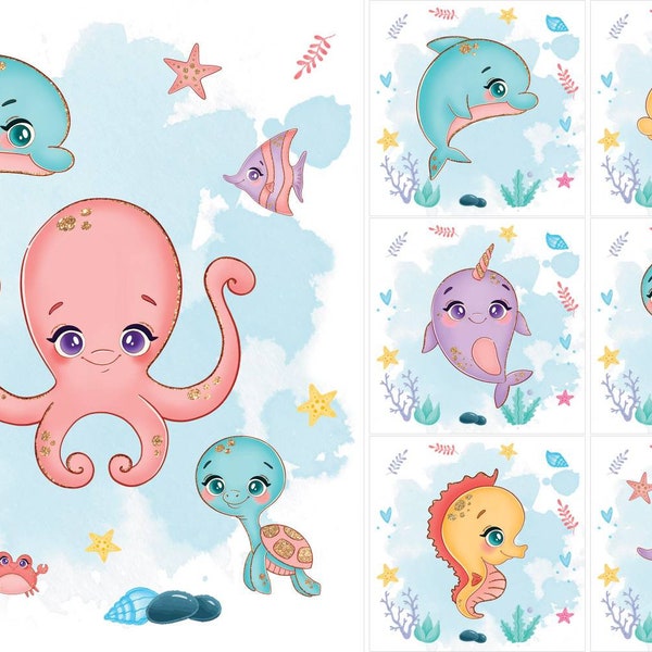 Baby Sea Life Quilting Panels - Etsy