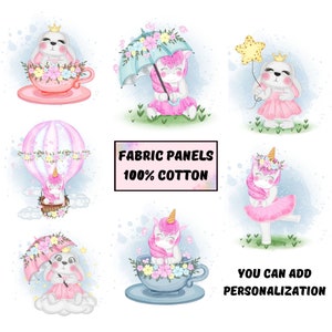 Baby girl fabric panels for quilting, Baby quilt panel for girl blanket and nursery decor