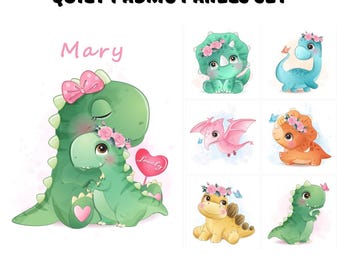 Dinosaur fabric panels for quilting, Baby quilt panels fabric, Baby dinosaur prints fabric, Baby blanket fabric