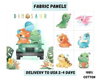 Dinosaur fabric panel for quilting, Baby quilt panels fabric, Baby blanket fabric