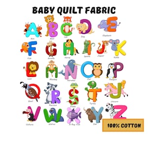 ABC Stoffpanele für Baby Quilts, Baby Stoffpanele zum Quilten, Tieralphabet Stoffpanel