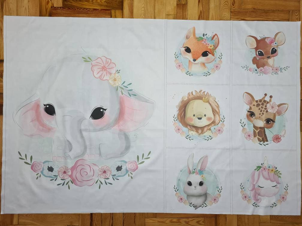 Baby Quilt Panel for Girl Blanket Elephant Fabric Panel Etsy