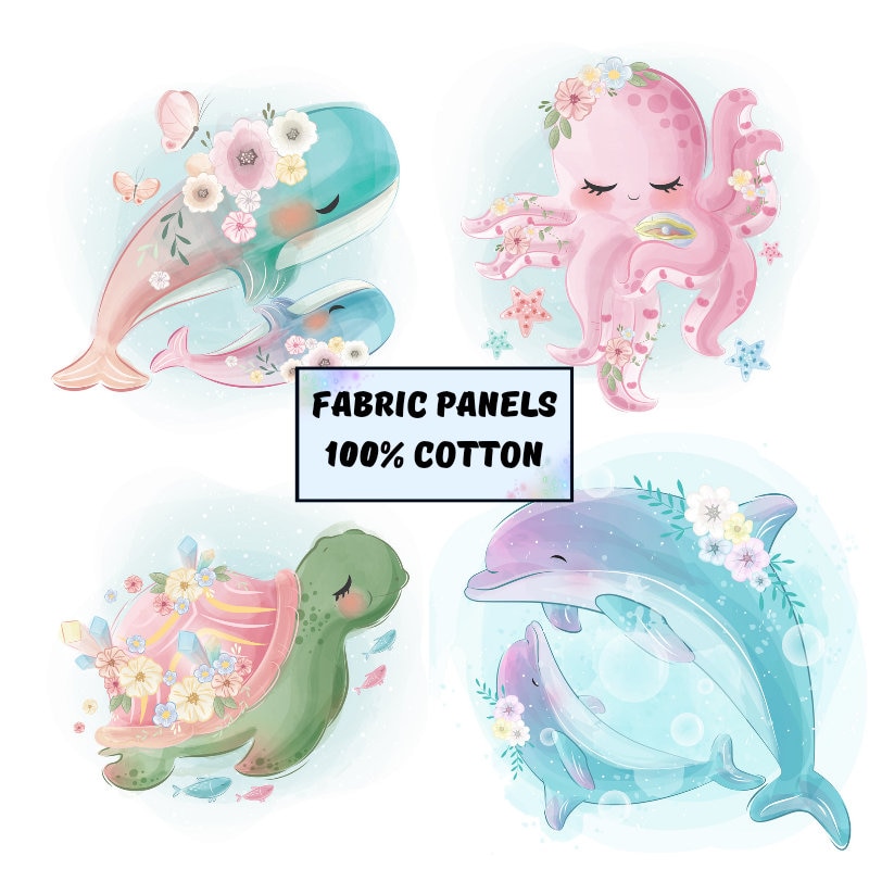 Nautical fabric for babies Sea baby fabric panels for Etsy