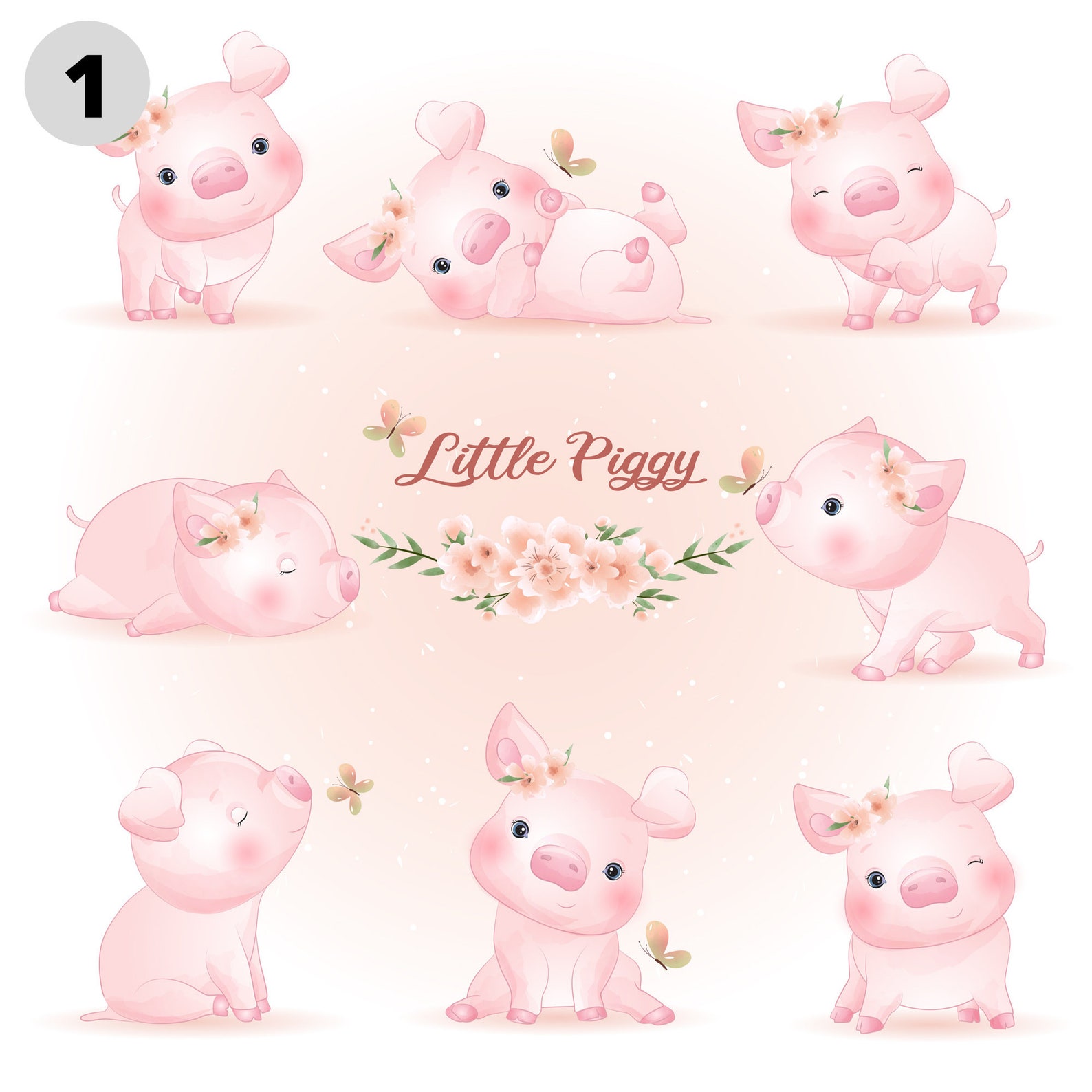 Pig fabric panel for baby quilts Cute pig decor Farm animal Etsy