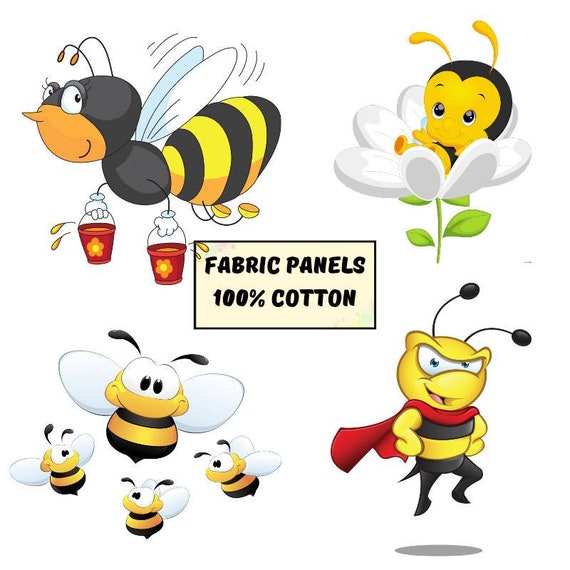 Bee Fabric Panel Cotton, Baby Fabric Panels for Quilting, Bee