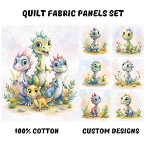 Dinosaurier Quilt Stoff Panels, Baby Dino Stoff zum quilten, Niedliche Dinosaurier Kinderzimmer, Babydecke Stoff