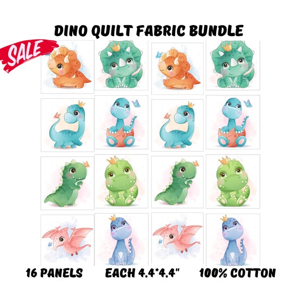 Chutes de tissu en coton dinosaure, panneaux de tissu de dinosaure pour couettes de bébé, ensemble de panneaux de tissu de courtepointe pour chambre d'enfant en solde