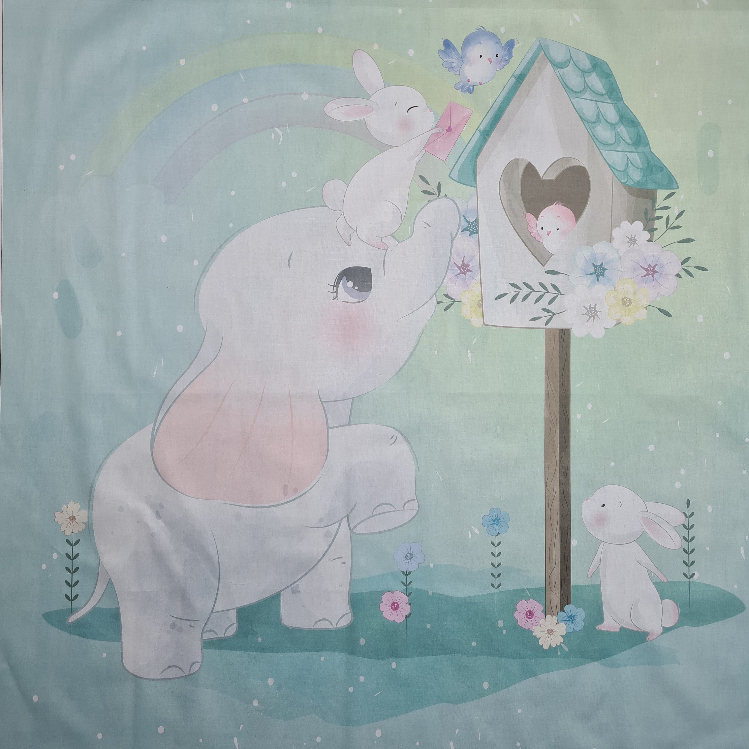 Baby elephant fabric panels for quilting Baby fabric panels Etsy