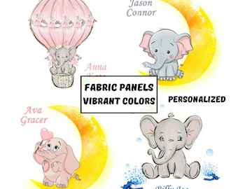 Elephant fabric panel, Elephant quilt panel, Fabric panel for baby