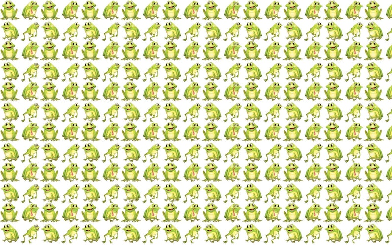 May include: A repeating pattern of cartoon frogs in various poses. The frogs are primarily green with yellow accents and are set against a white background. The frogs have smiling faces and are in different positions.