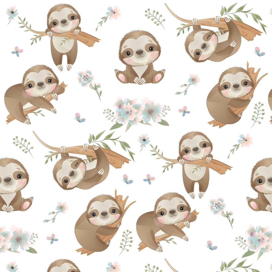 Sloth Fabric by the Yard, Quilting Fabrics Panels, Novelty Fabrics