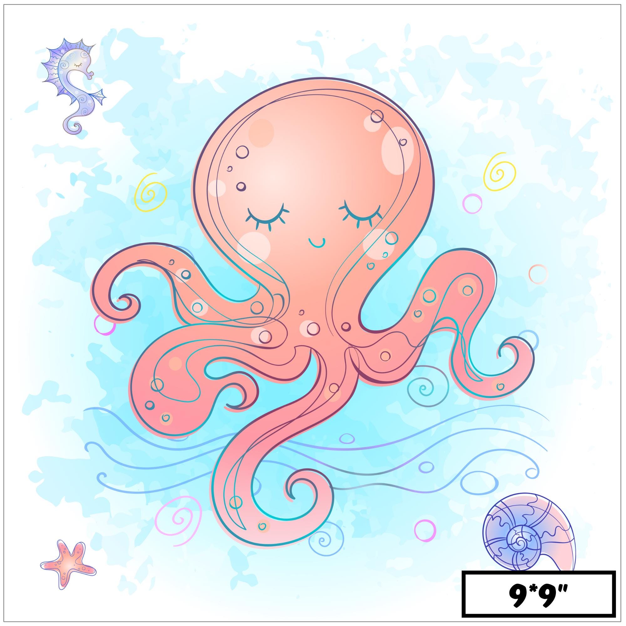 Octopus Fa Ric Panel Sea Turtle, Octopus, Whale Ocean Fabric Panels for Quilting, Nautical ...