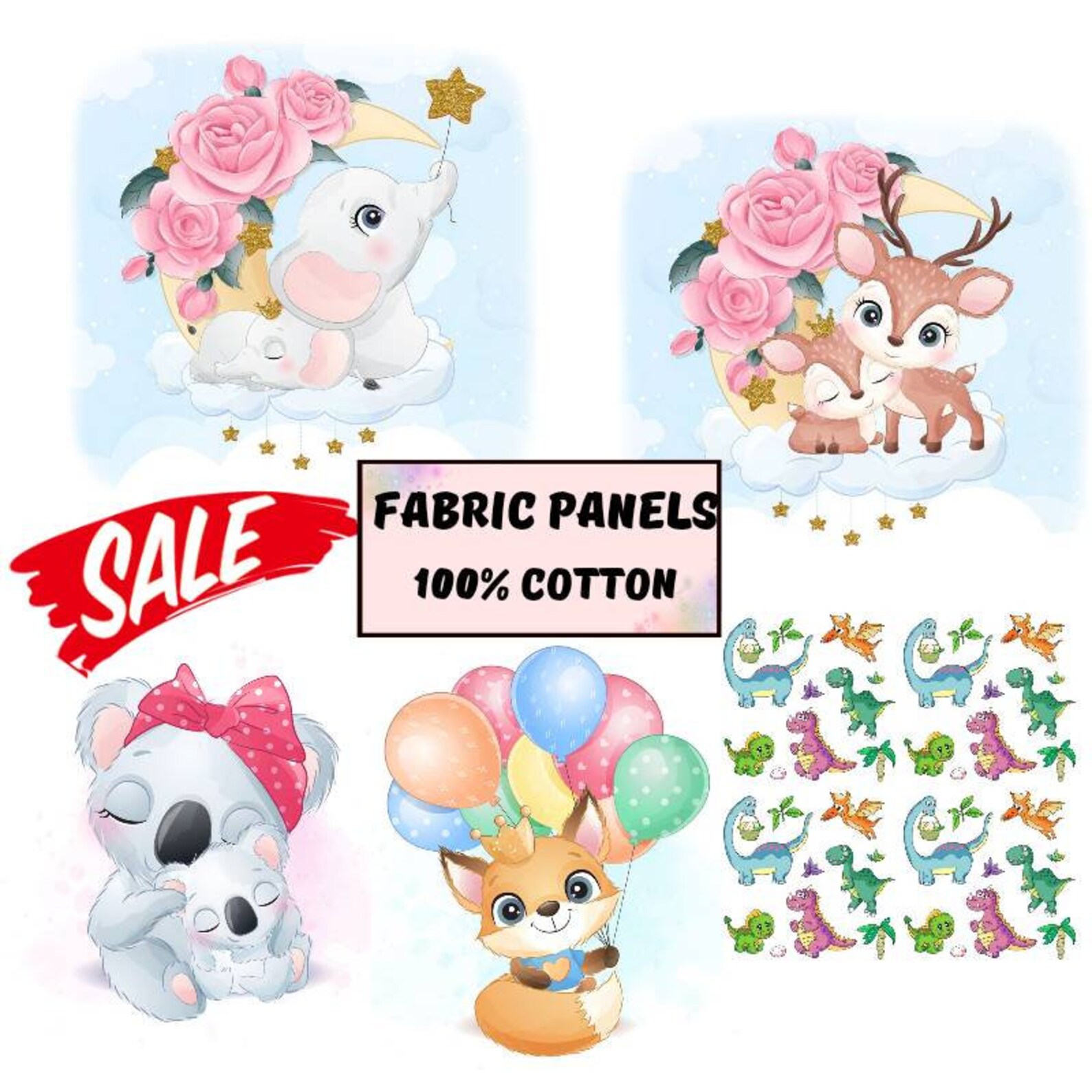 Child fabric panel for baby quilt Cute baby nursery fabric Etsy