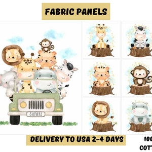 Baby quilt panel for boy, Quilt fabric bundle animal print, Fabric panel for quilting baby girl blanket