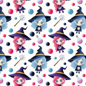 Witch fabric by the yard, Halloween home decor fabric, Halloween pillows fabric