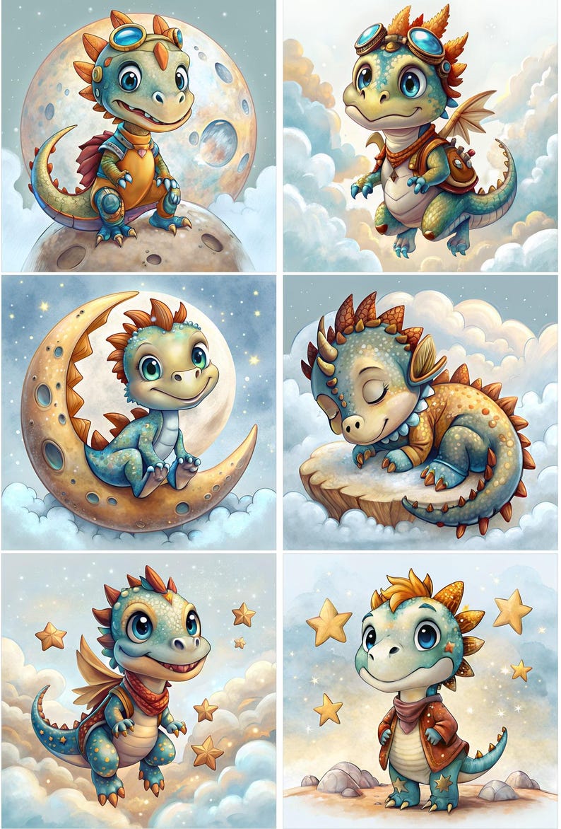 Dinosaur Baby Quilt Fabric Panel, Cute Dinosaur in Space Baby Quilting