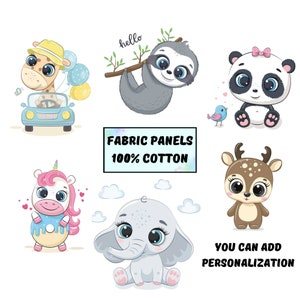 Baby quilt panels fabric, Baby animal fabric, Baby girl fabric panel, Baby boy quilt panel