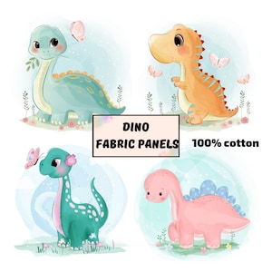 Dinosaur baby fabric quilt panels, Cute cotton fabric quilting