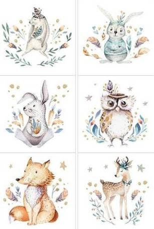 Forest Little Animals Set of 7 Fabric Panels – UniqueFabricPanels