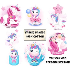 Unicorn Baby Quilt Panel für Mädchen, niedlicher Regenbogen Einhorn Stoffdruck