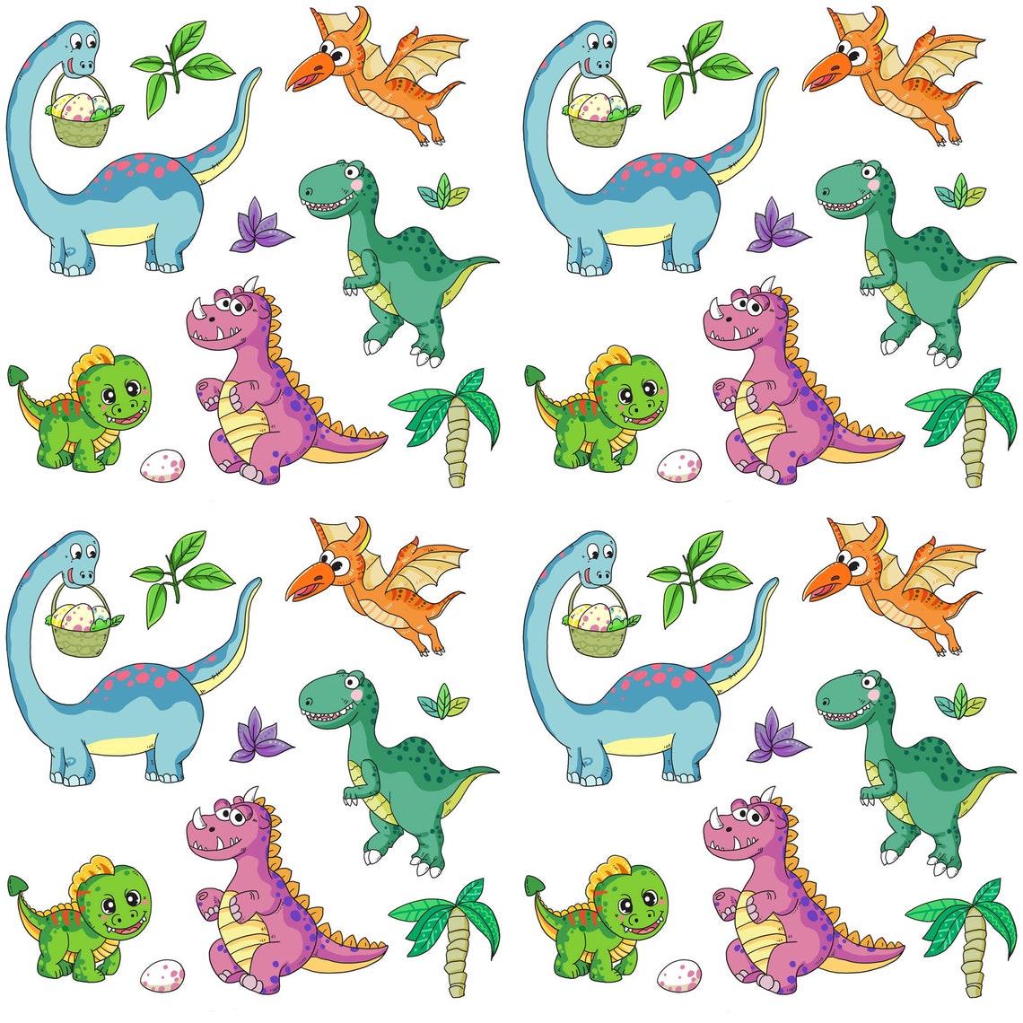 Dinosaur fabric by the yard Baby fabric panel for baby quilt Etsy