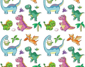 Set 8 Ritagli Di Tessuto 100% Cotone – 25x20cm, Fantasia Dinosauro, Per Patchwork E Cucito Fai Da Te