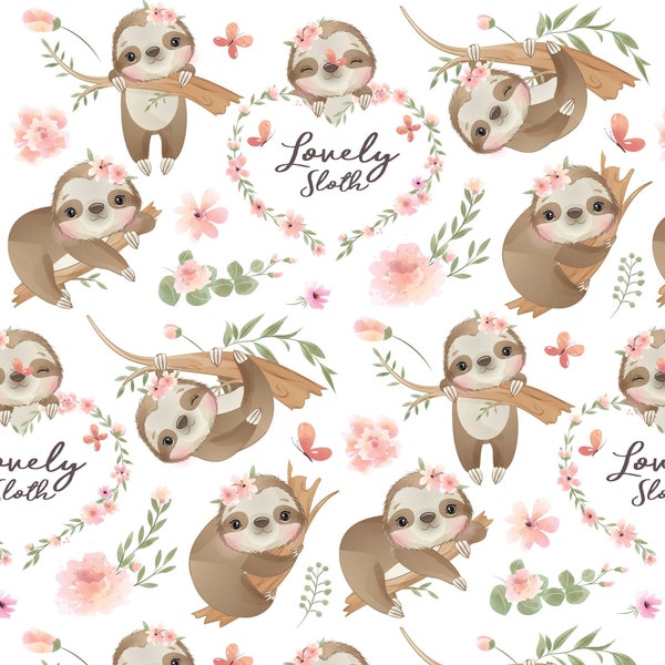Sloth Fabric - Etsy