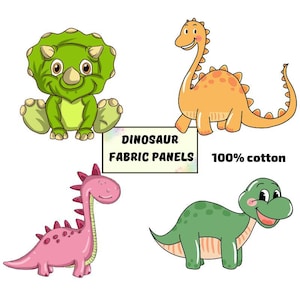 Dinosaur fabric panels for quilting, Dinosaur fabric organic cotton for baby quilts