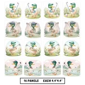 Panneaux de tissu de canard colvert juvénile pour quilting, cadeau d'amant de canard - panneaux de tissu de courtepointe d'impression, tissu de thème de golf pour la couverture, oreiller