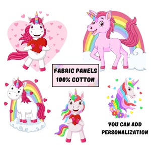 Regenbogen Einhorn Stoff Panels zum Quilten, Baby Quilt Panels Stoff, niedlicher Einhorn Babydeckenstoff