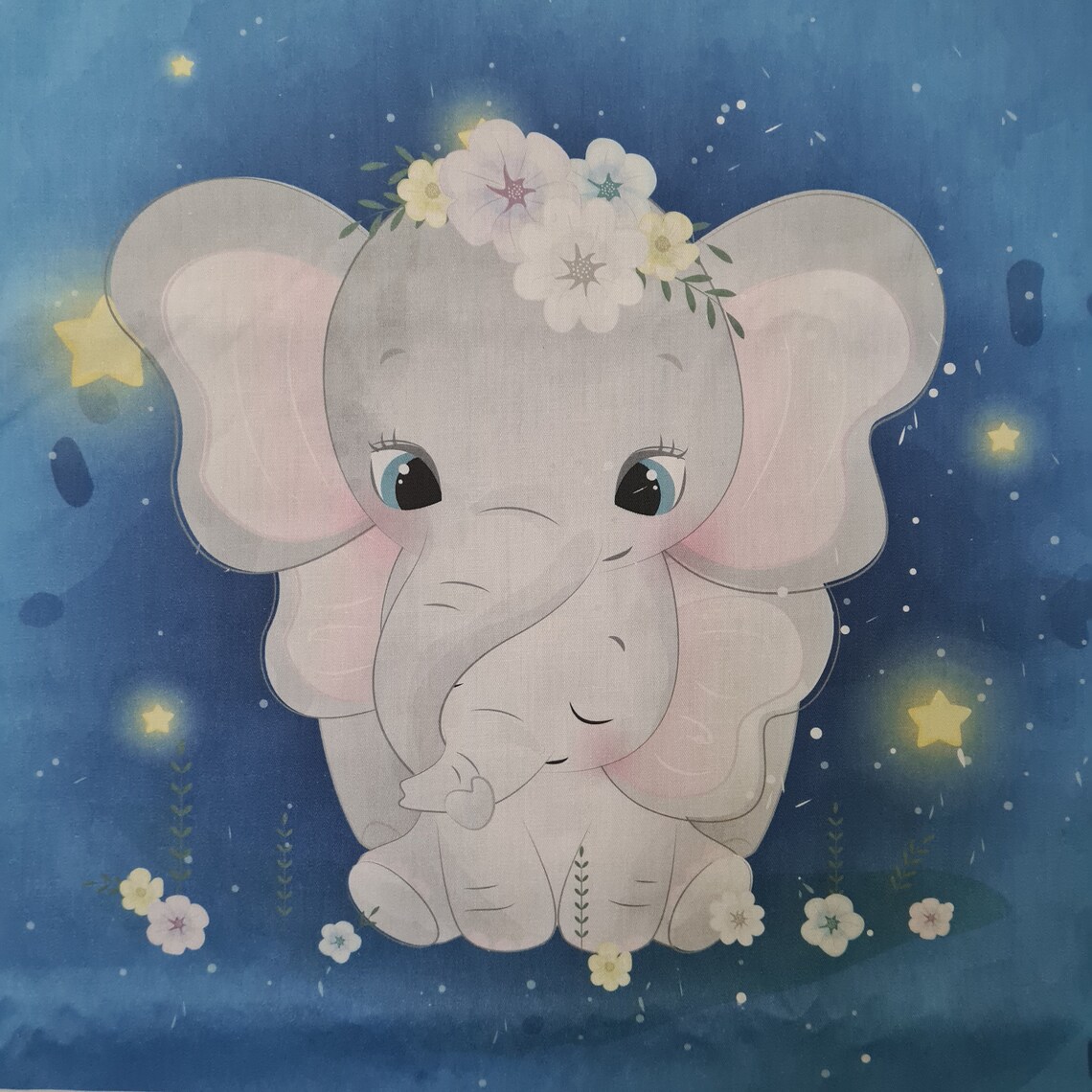 Baby elephant fabric panel Baby quilt panels fabric Baby Etsy