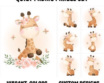 Giraffe Stoff Panels zum Quilten, Niedliche Tier Print Baby Quilt Panels