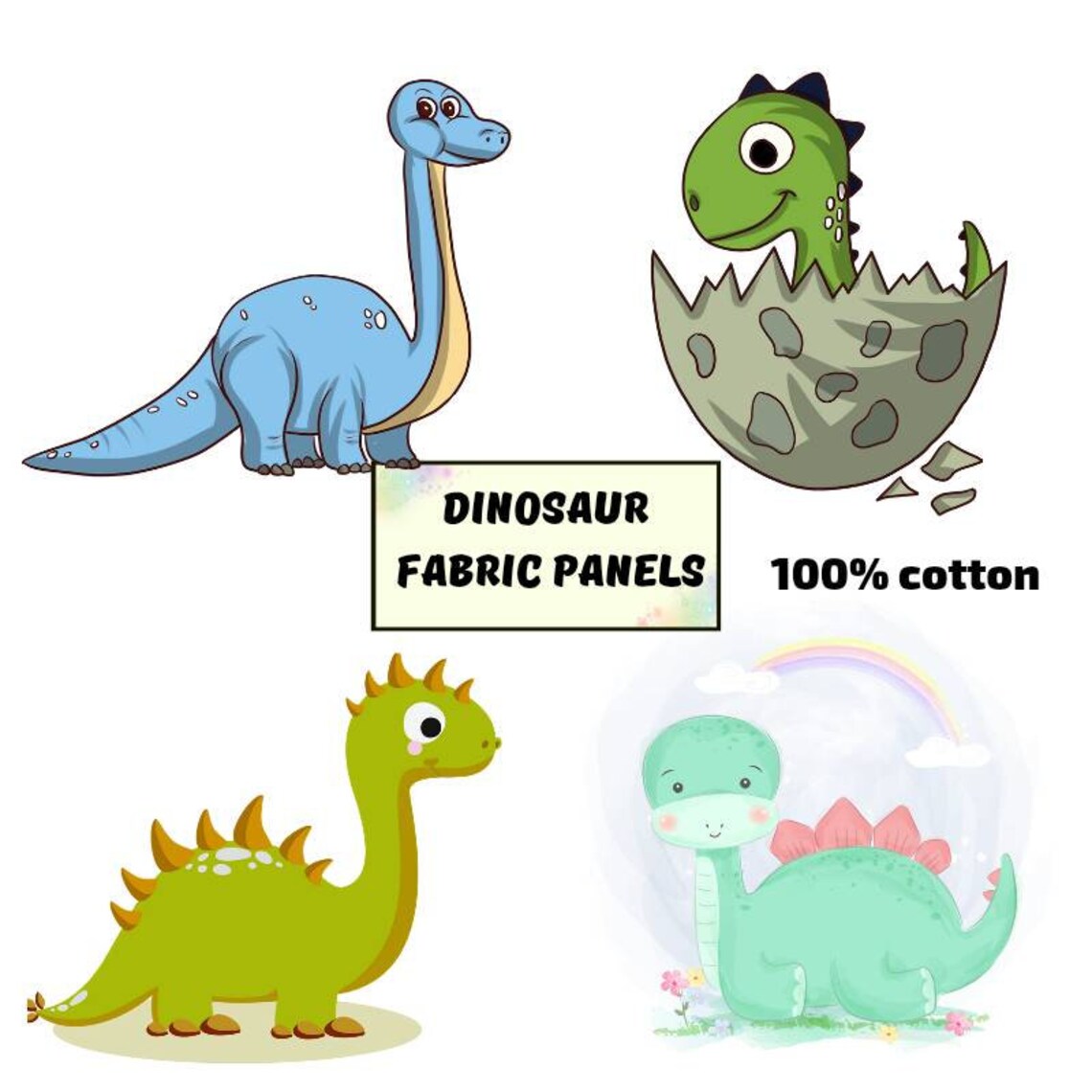 Dinosaur fabric panels for quilting Baby dino print fabric Etsy