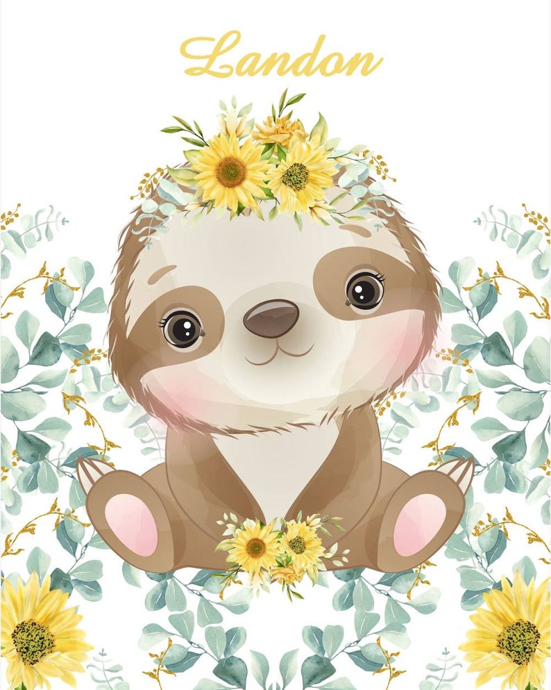 Sloth Baby Quilt Quilt Panel Sloth Panel Fabric With Etsy