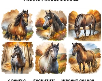 Leuk paneel paardenstof voor quilt, babyquiltstof paardenkwekerij, bundel paardenstof - set van 6
